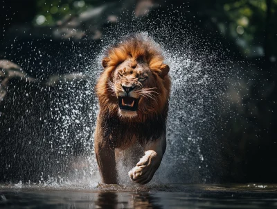 Lion Spinning to Dry Off