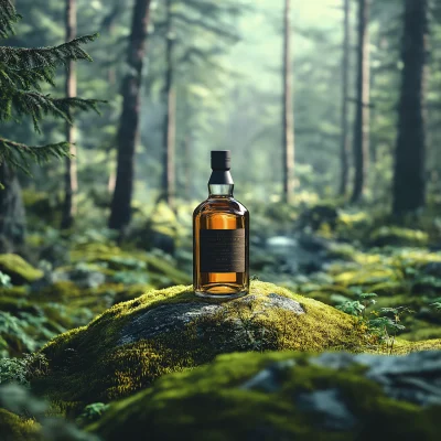 Whiskey Bottle on Moss