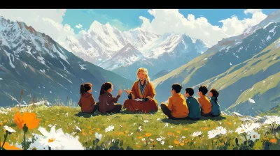 Golden Hair Teacher in Tibetan School