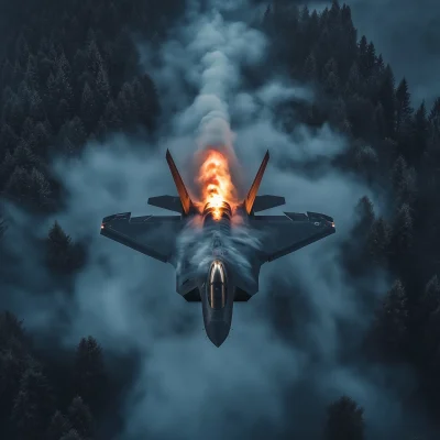 Black Fighter Jet in Action