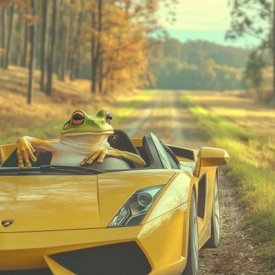 Frog in a Lamborghini