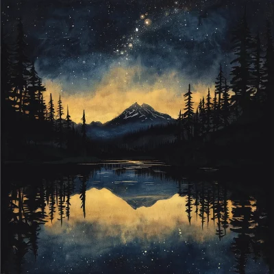 Mountain Lake Under Stars