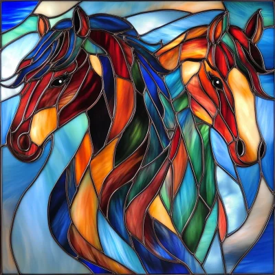 Stained Glass Horses