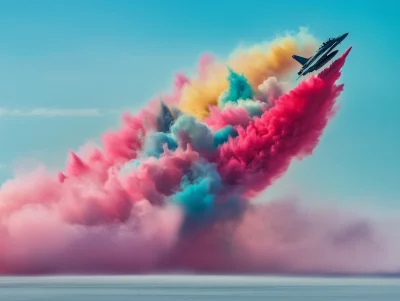 Colorful Jet Fighter Bombardment