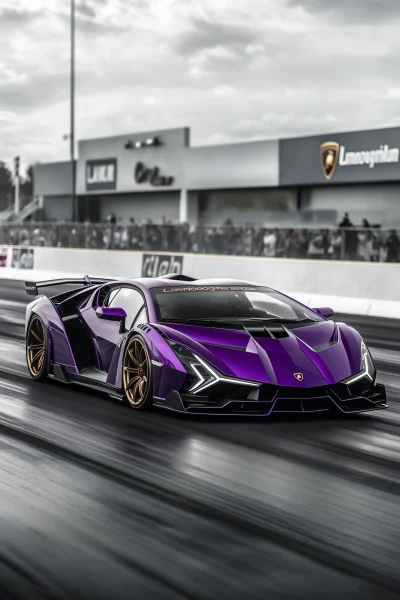 Purple Lamborghini Veneno in Action