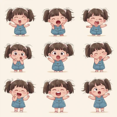 Chubby Girl Emoji Illustrations