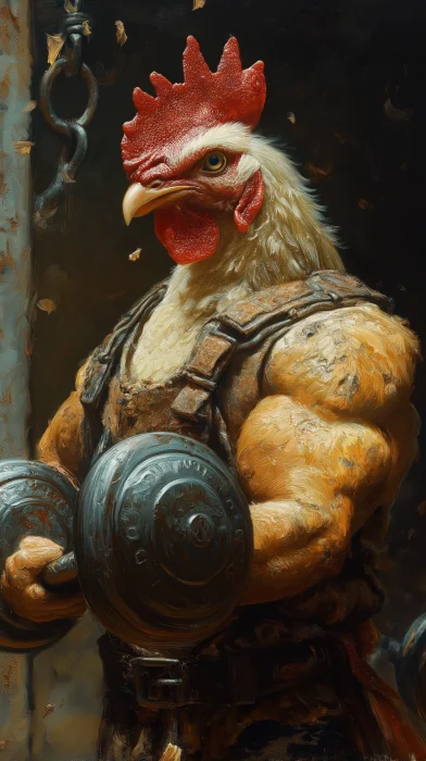 Muscular Angry Turkey Lifting Weights