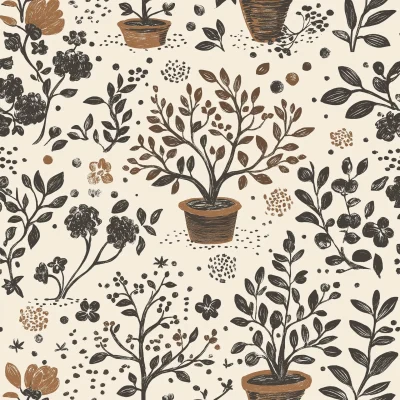 Brown and White Gardening Pattern