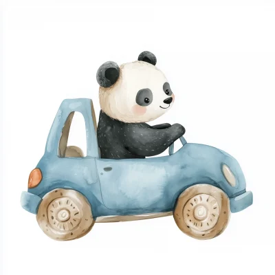 Panda Driving a Car