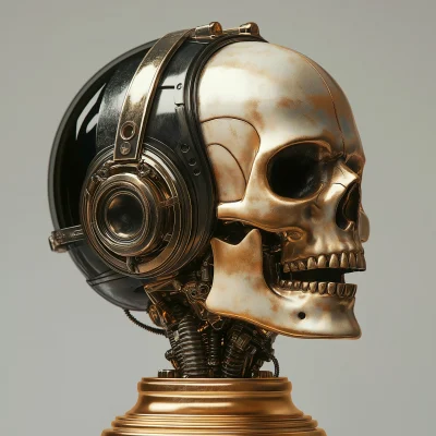 Mechanical Skull on Pedestal