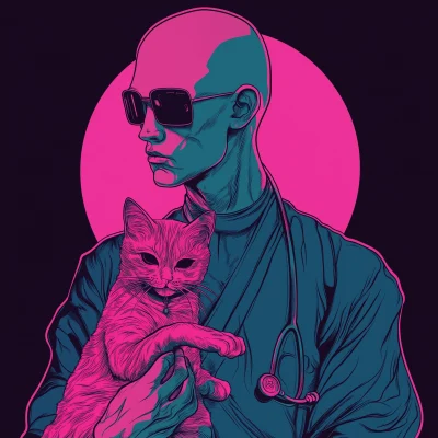 Zen Buddhist Priest and Cat