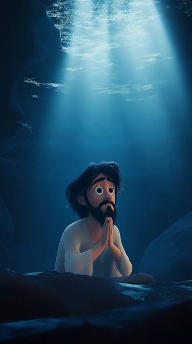 Man Praying Underwater