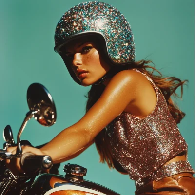 Woman Riding a Motorbike