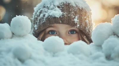 Child in Snow Fort