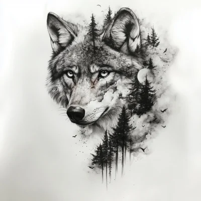 Wolf Portrait in Forest