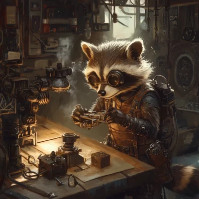 Steampunk Raccoon Character Concept