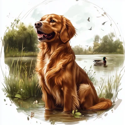 Golden Retriever by the Lake