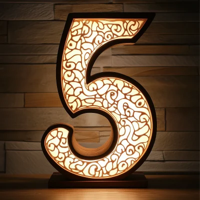 Arabic Lamp in Shape of Number 5