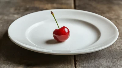 Ripe Cherry on Rustic Plate