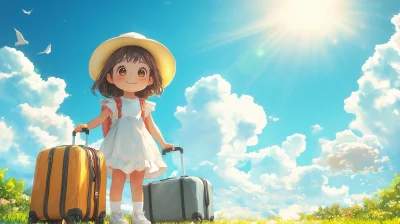 Cute Girl with Luggage