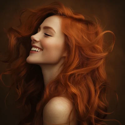 Portrait of Smiling Woman with Red Hair