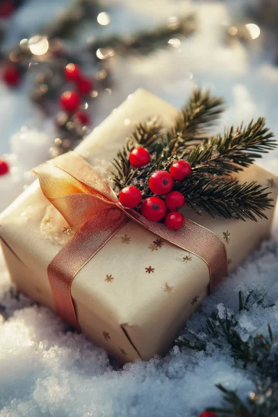 Festive Gift Box on Snow