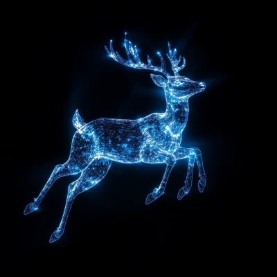 Glowing Blue Holographic Deer