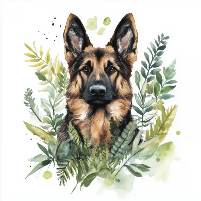 Watercolor German Shepherd