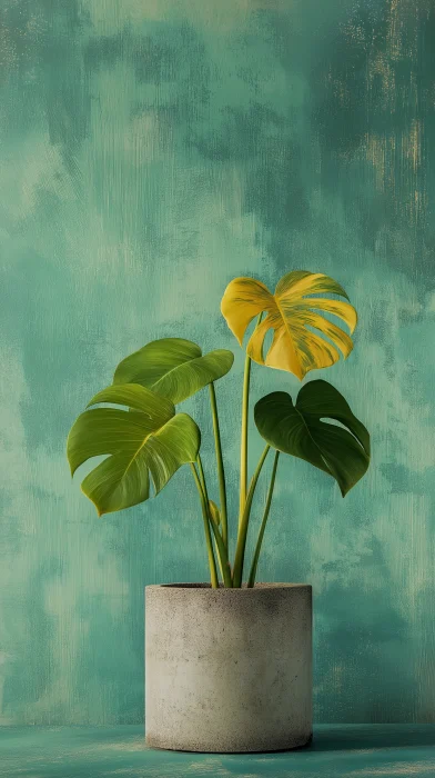 Monstera Thai Constellation in Concrete Pot