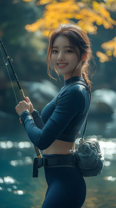 Cute Woman by the River