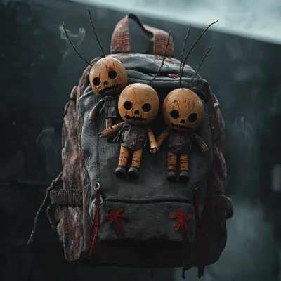 Backpack with Voodoo Dolls