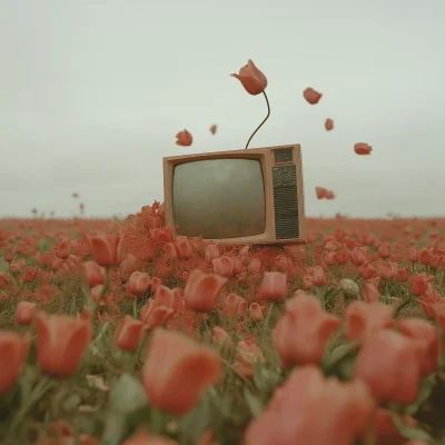 Television in Tulip Field