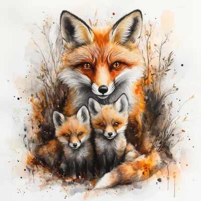 Mother Fox and Kits