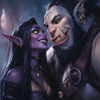 Laughing Night Elf and Orc