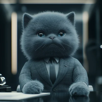 Cute Grey Kitty in a Suit