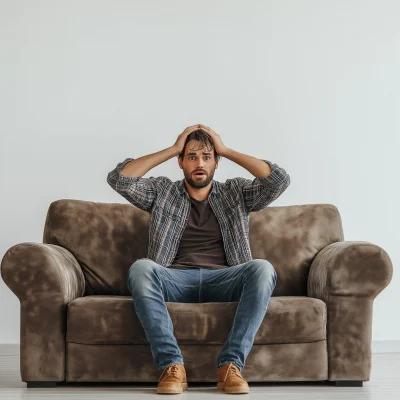 Person Sweating on Sofa