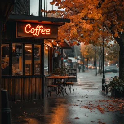 Autumn Cafe Street