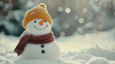 Happy Snowman in Winter