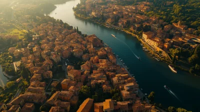 Aerial View of a Medieval Italian City