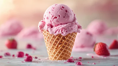 Classic Strawberry Ice Cream Cone