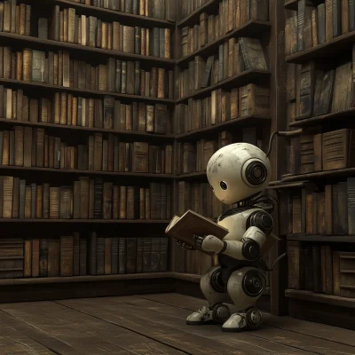 Curious Robot in Library