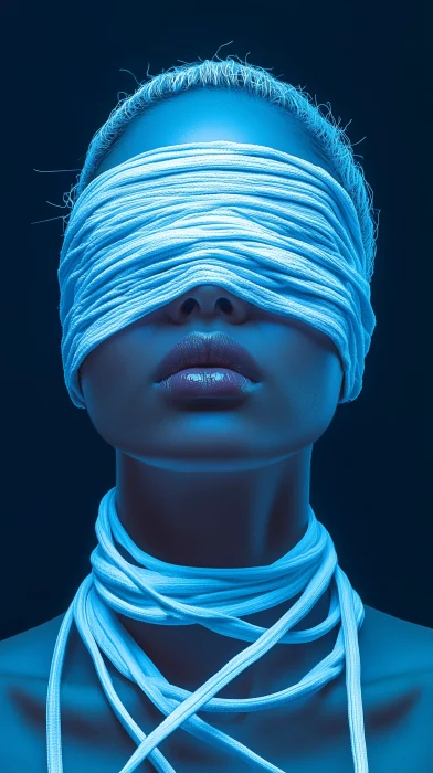 Blindfolded Woman with iPhone