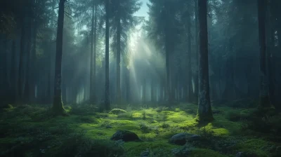 Mysterious Forest at Dawn