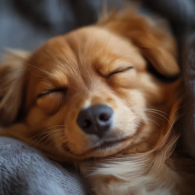 Sleeping Dog on Bed