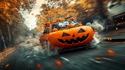 Pumpkin Decorated Sedan