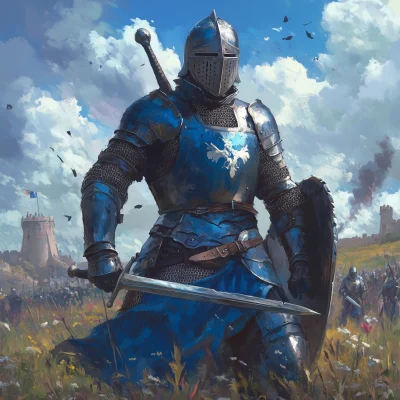 Medieval Soldier in Blue