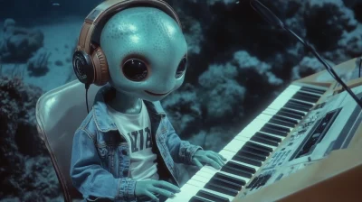 Cute Alien in Headphones