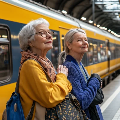 Women Waiting at Train Station