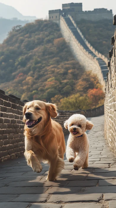 Running Dogs at Great Wall