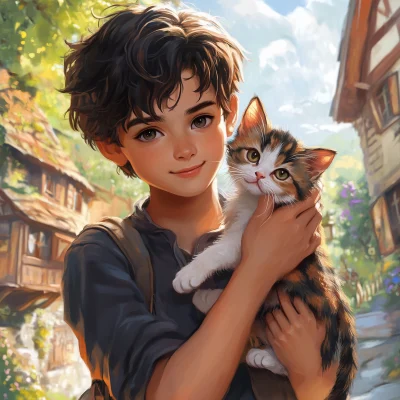 Boy with Kitten